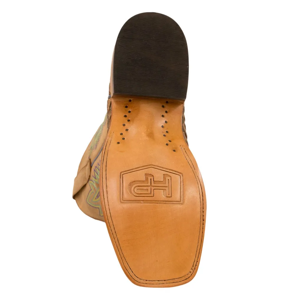 Anderson Bean Mens Tan Leather Punchy Square Toe Boots - HP1758