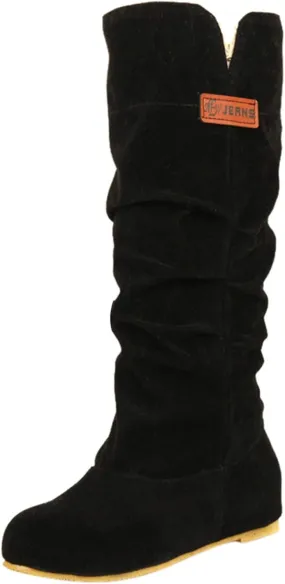 Ankle Boots For Women Pull On Flat Thigh High Boots Suede Mid-Calf Knee High Boots Fall Work Tall Long Bootie