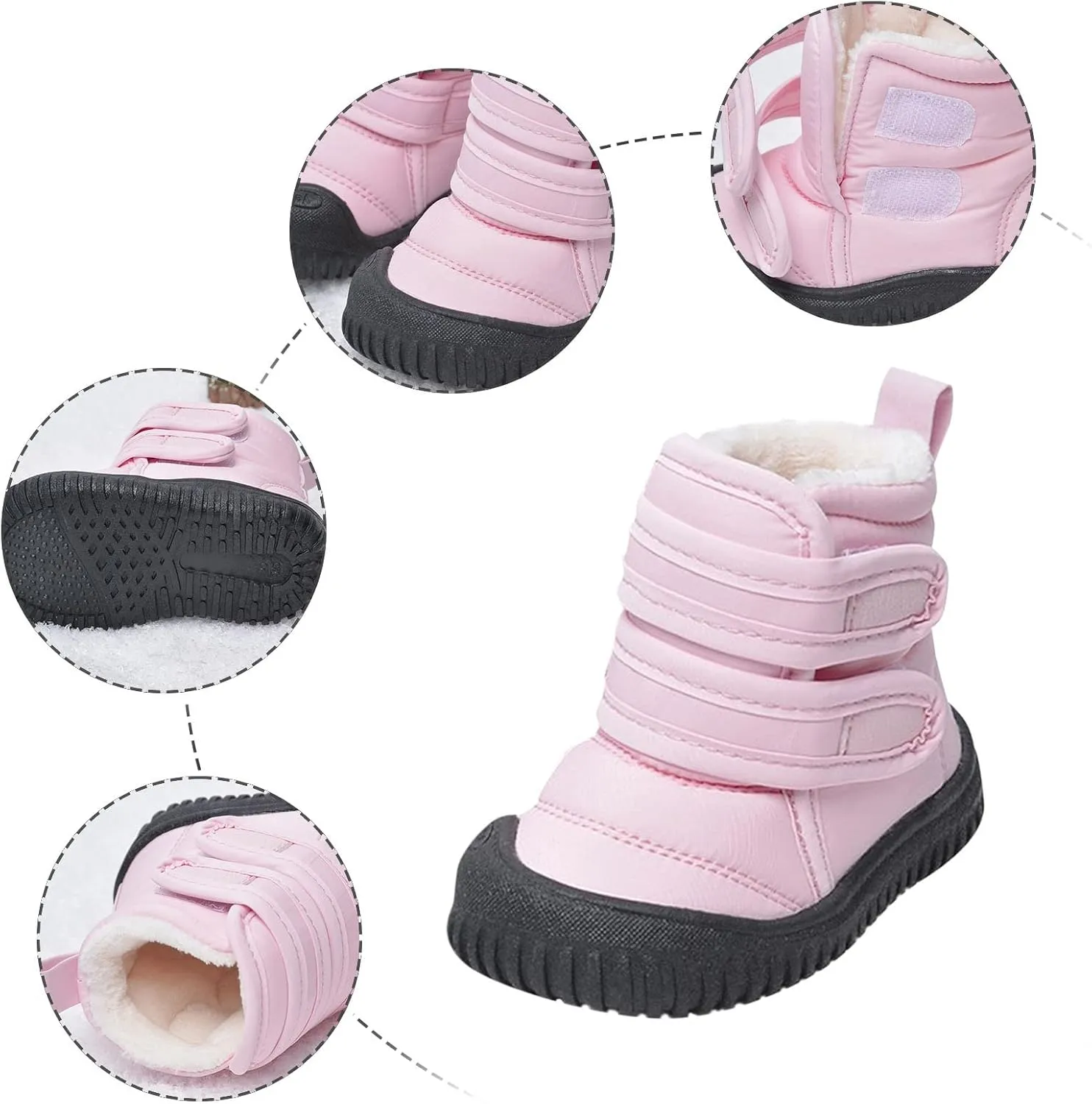 Ankle Snow Boots for Toddler Boys Girls Warm  Lined Winter Waterroof Non Slip Outdoor Cold Girls Wolf Boots