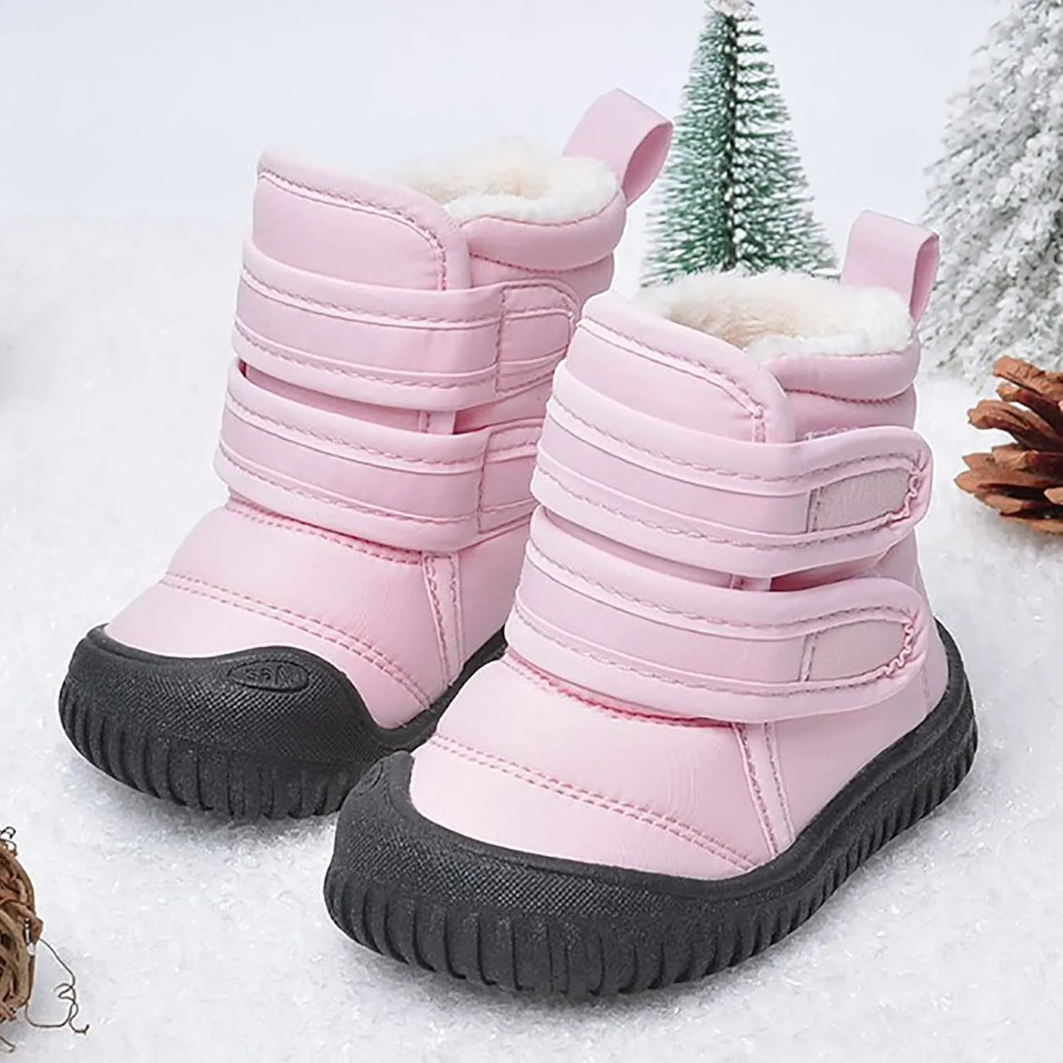 Ankle Snow Boots for Toddler Boys Girls Warm  Lined Winter Waterroof Non Slip Outdoor Cold Girls Wolf Boots