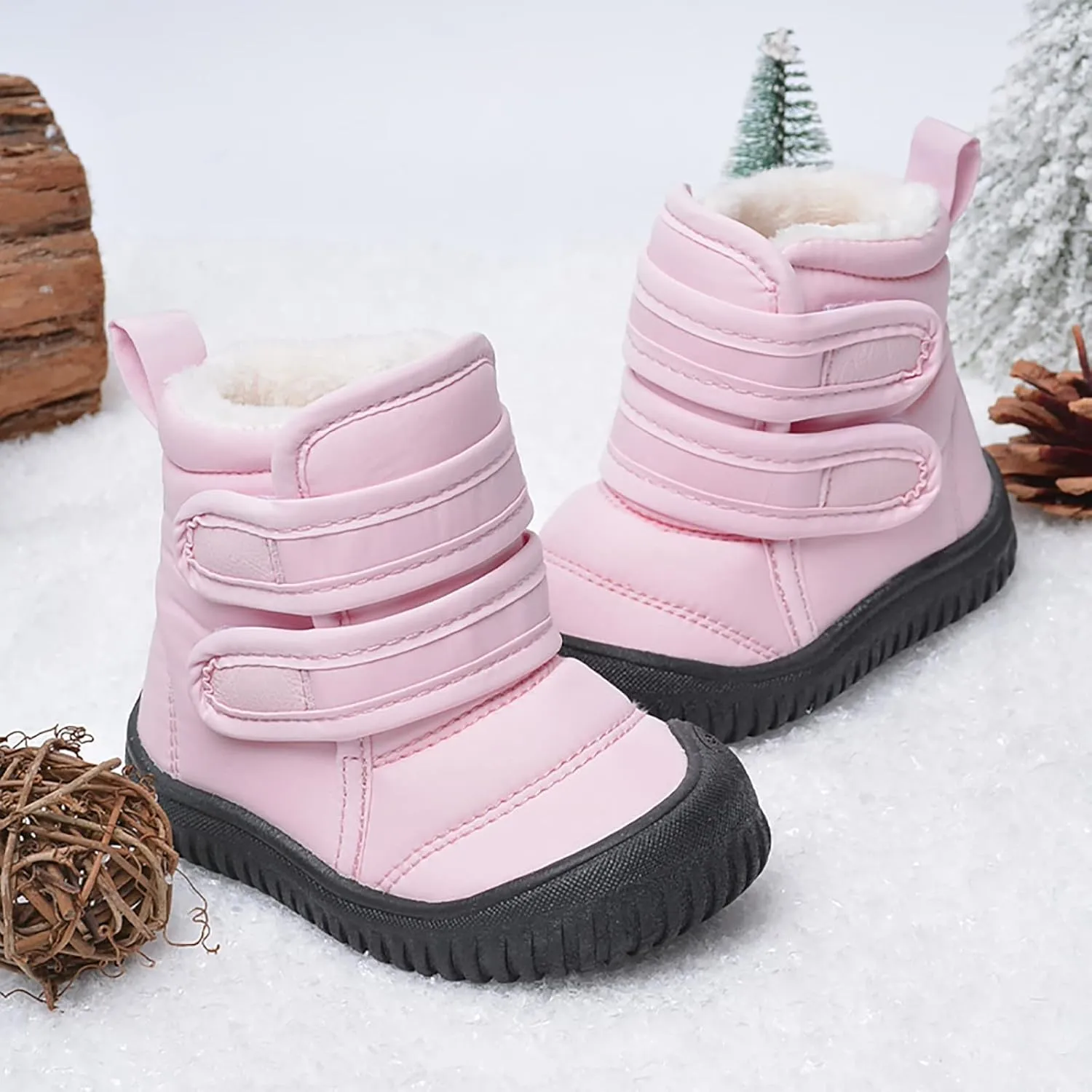 Ankle Snow Boots for Toddler Boys Girls Warm  Lined Winter Waterroof Non Slip Outdoor Cold Girls Wolf Boots