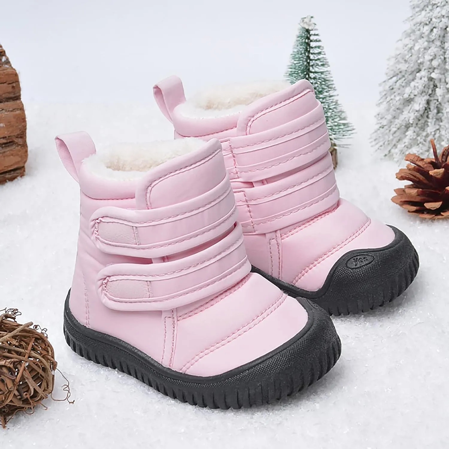 Ankle Snow Boots for Toddler Boys Girls Warm  Lined Winter Waterroof Non Slip Outdoor Cold Girls Wolf Boots