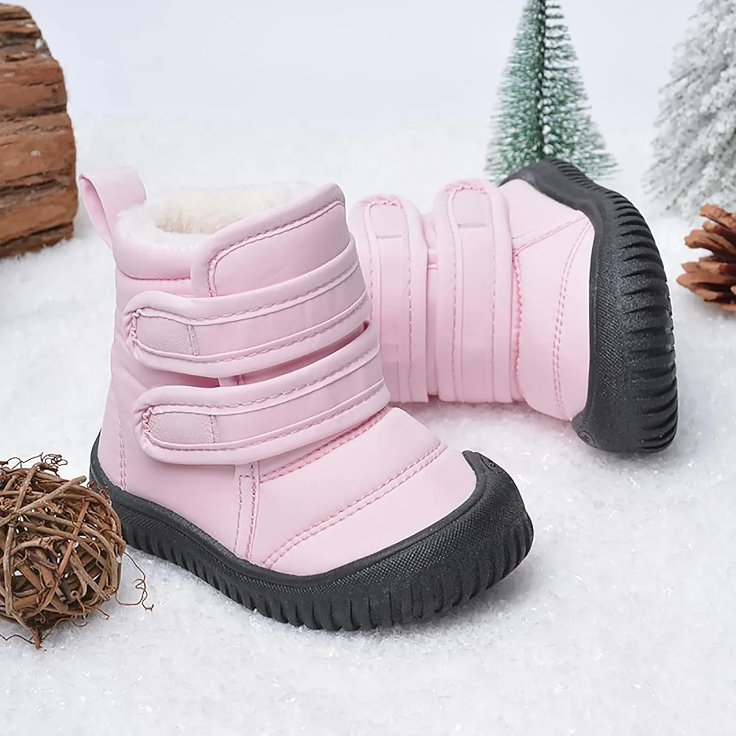 Ankle Snow Boots for Toddler Boys Girls Warm  Lined Winter Waterroof Non Slip Outdoor Cold Girls Wolf Boots