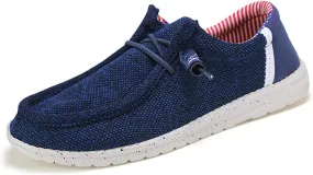 Canvas Boat Shoes Men,Classic Lightweight Breathable Men's Loafers & Slip-ons,Casual Comfortable Deck Shoes Mens,Non-Slip Rubber Soles,for All Day