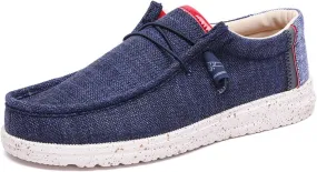 Canvas Boat Shoes Men,Fashion Slip Resistant Mens Loafers Slip On,Classic Look Lightweight Breathable Deck Shoes,Comfort Fit & Wet Grip Rubber Soles