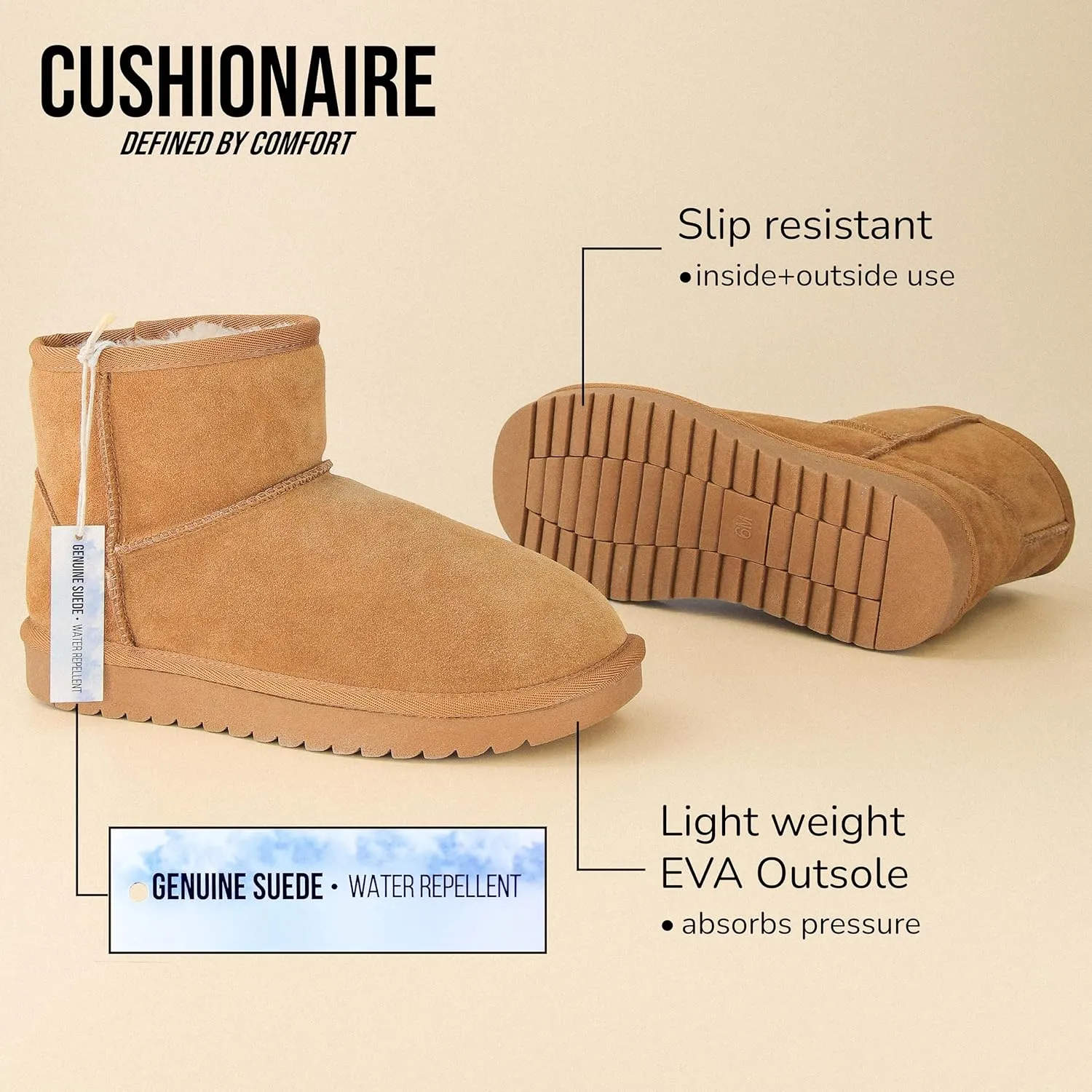 CUSHIONAIRE Women's Hipster pull on boot  Memory Foam