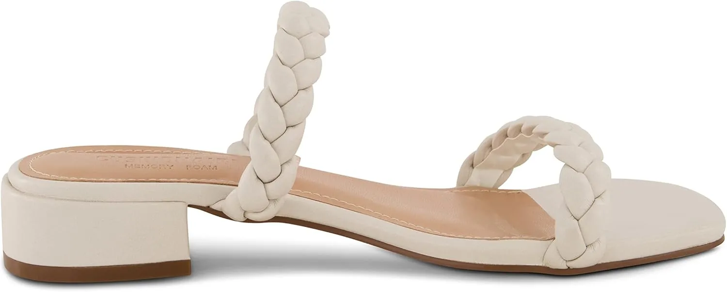 CUSHIONAIRE Women's Nestar Braided Low Block Heel Sandal Memory Foam