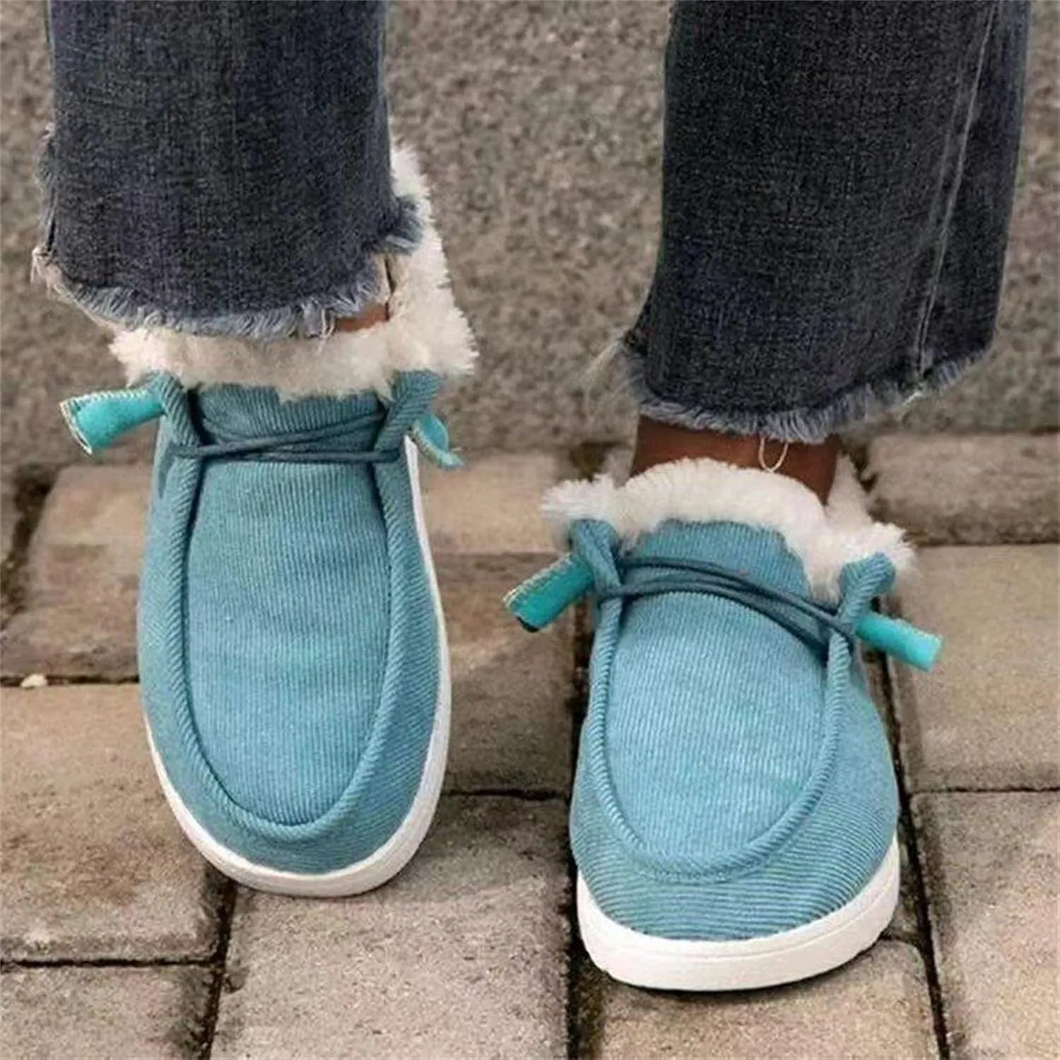Cute Winter Boots For Women Fashion Snow Boots with Fur Lined Warm Slip On Casual Fuzzy Loafers Shoes Ankle Booties