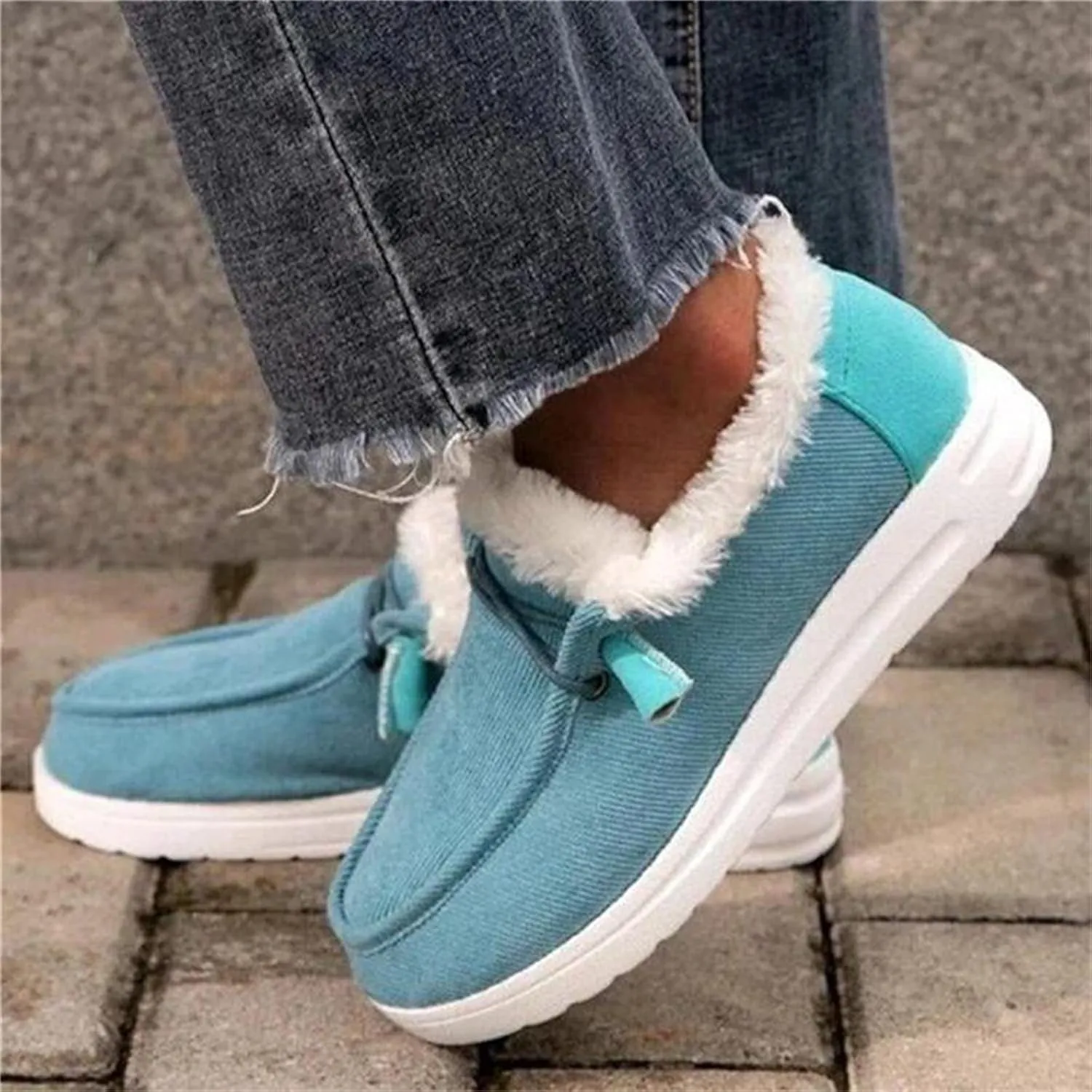 Cute Winter Boots For Women Fashion Snow Boots with Fur Lined Warm Slip On Casual Fuzzy Loafers Shoes Ankle Booties