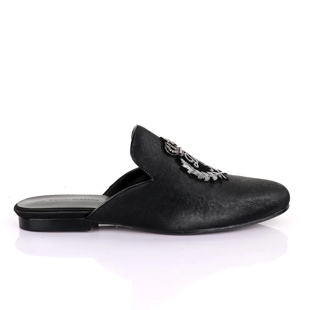 Dolce and Gabbana Crested Design Black Mole Half Shoe