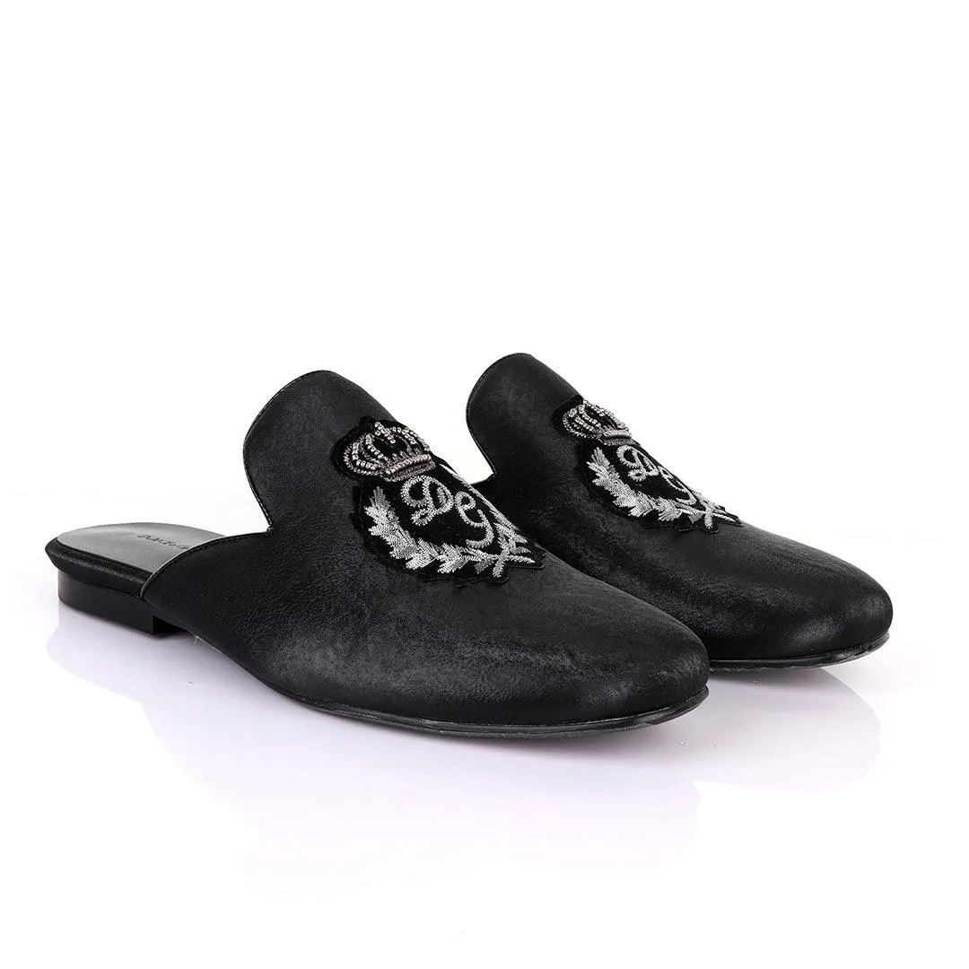 Dolce and Gabbana Crested Design Black Mole Half Shoe