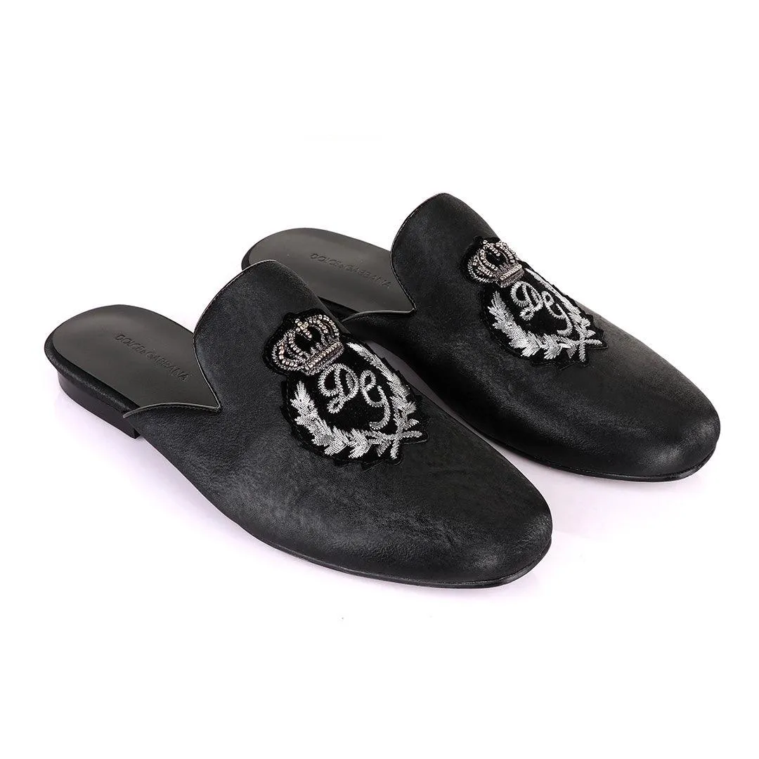 Dolce and Gabbana Crested Design Black Mole Half Shoe