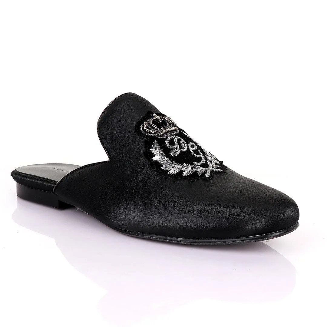 Dolce and Gabbana Crested Design Black Mole Half Shoe