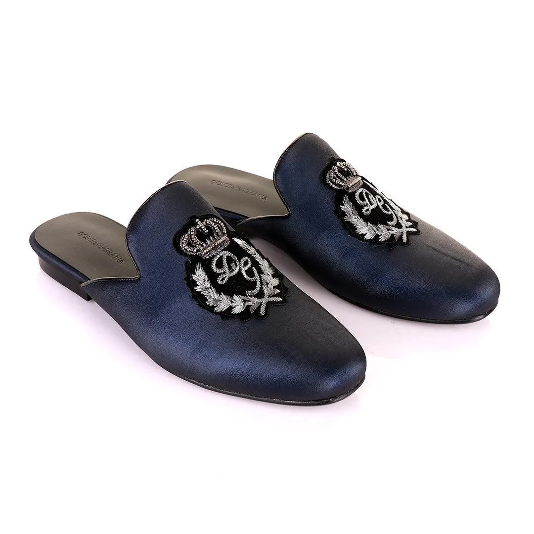 Dolce and Gabbana Crested Design Blue Mole Half Shoe