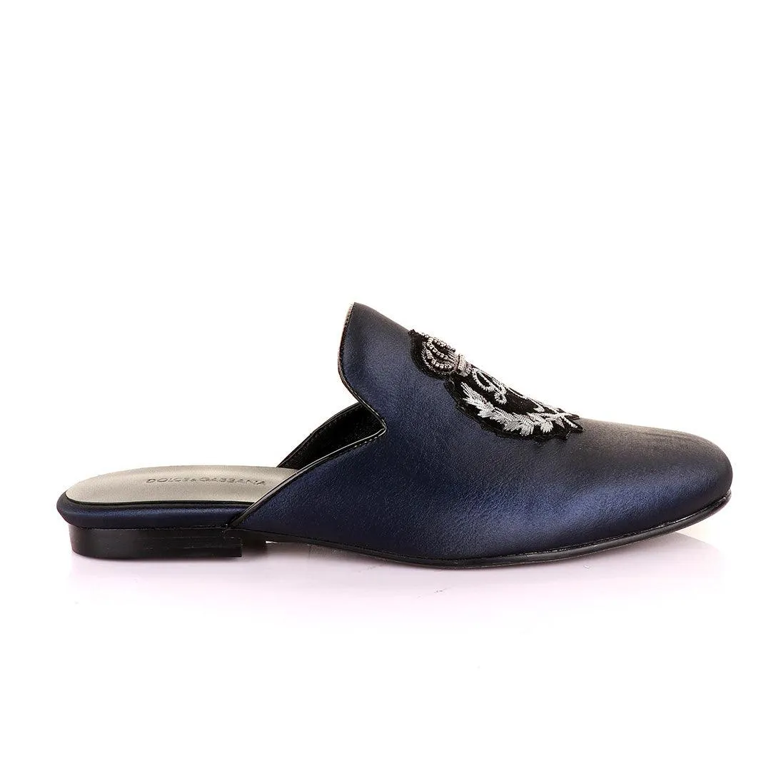 Dolce and Gabbana Crested Design Blue Mole Half Shoe