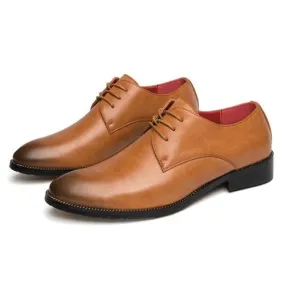 Dress shoes work men's shoes spring and autumn yellow business breathable shoes pointed British men's shoes