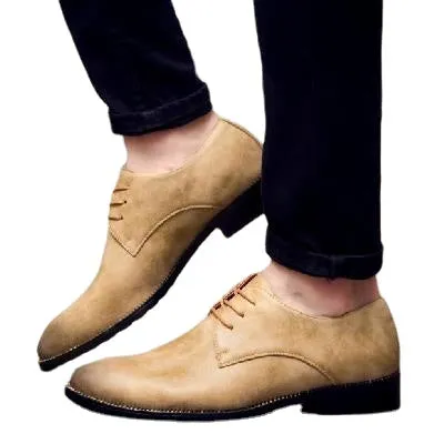 Dress shoes work men's shoes spring and autumn yellow business breathable shoes pointed British men's shoes