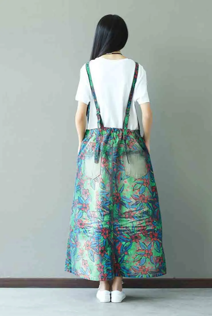 Floral Oversize Cotton Strap Overall Dress