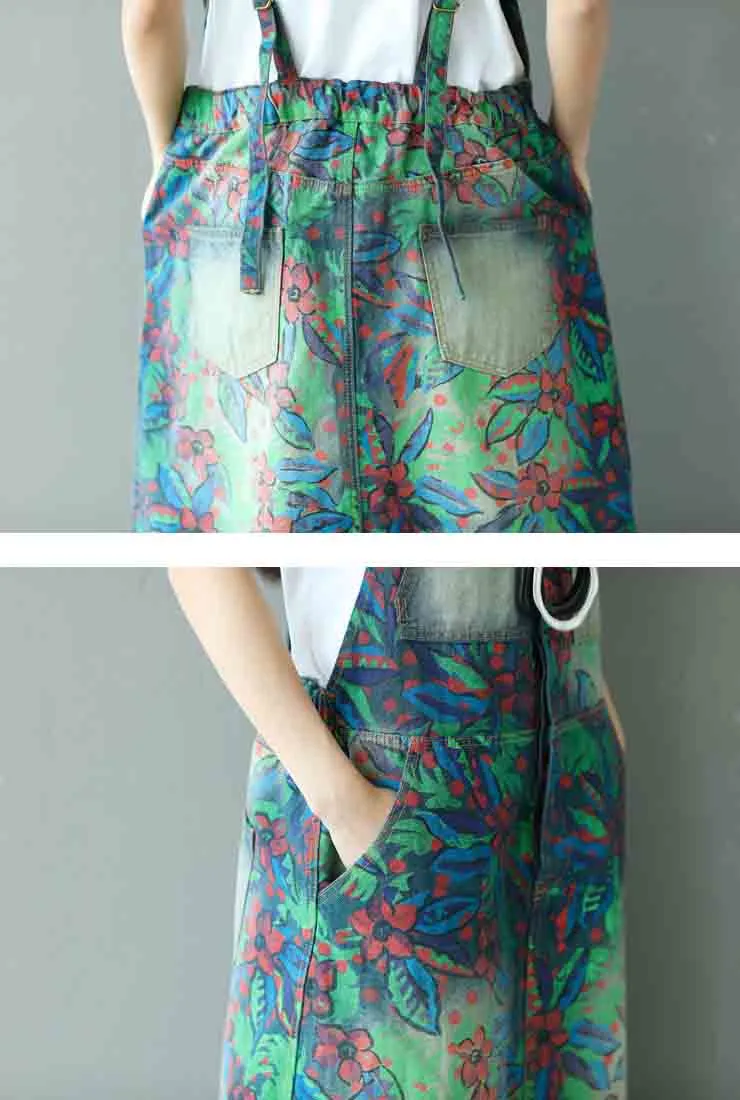 Floral Oversize Cotton Strap Overall Dress