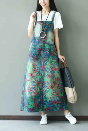 Floral Oversize Cotton Strap Overall Dress