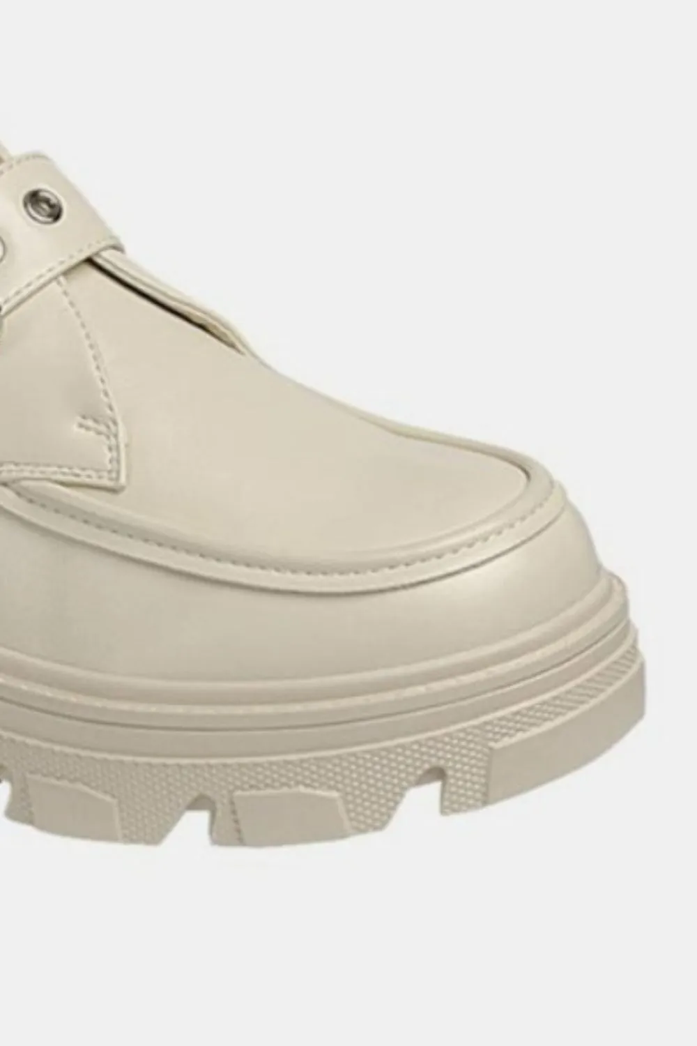 Forever Link Buckled Platform Lug Sole Loafers in Bone