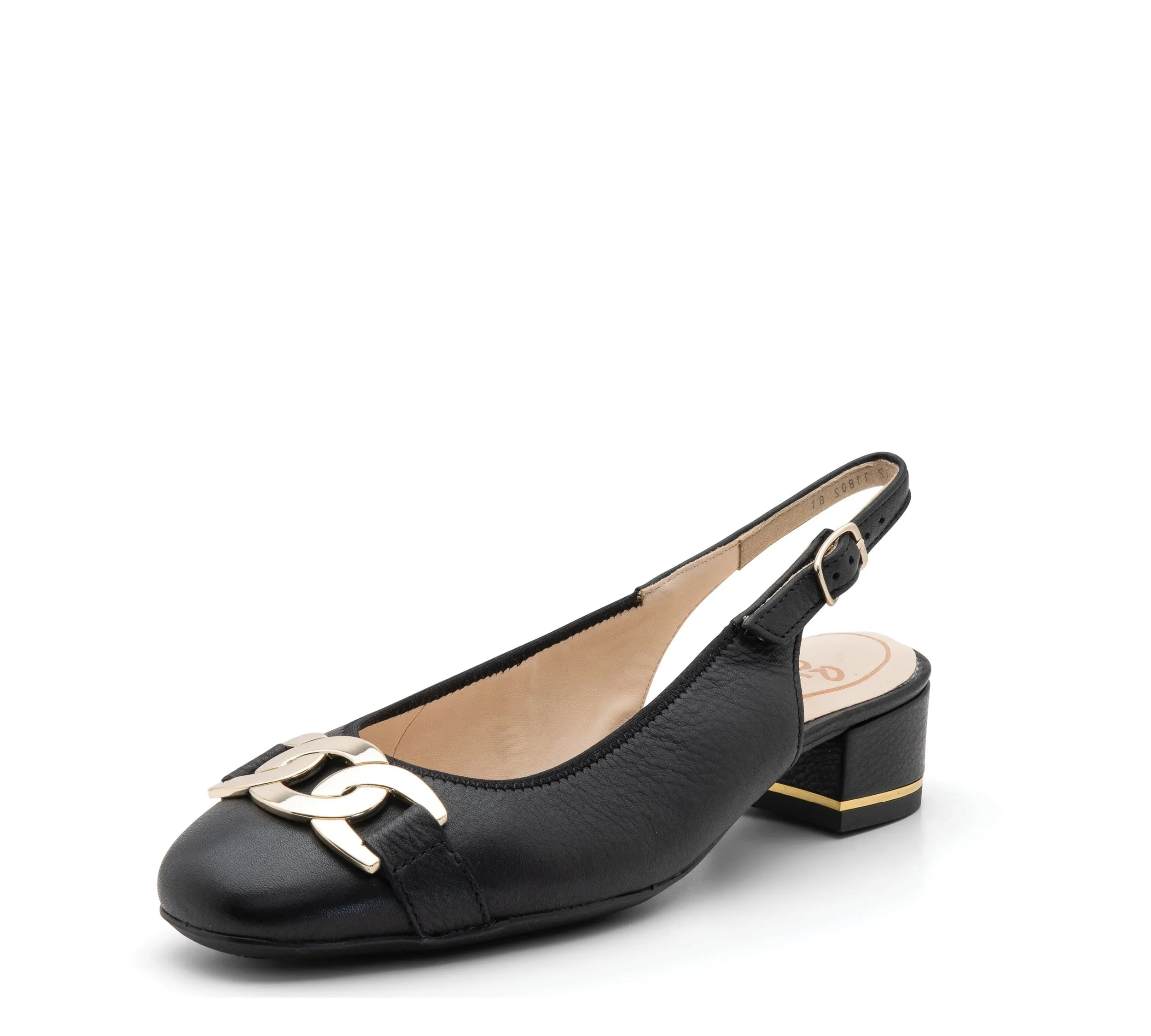 Gallant Sling Women's Chain Block Heel Pump 35mm - Black 84