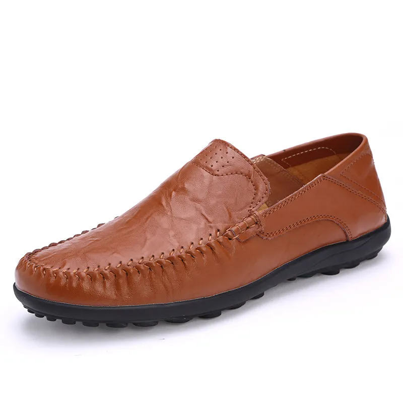 Handmade Soft Mocassin Homme Slip On Boat