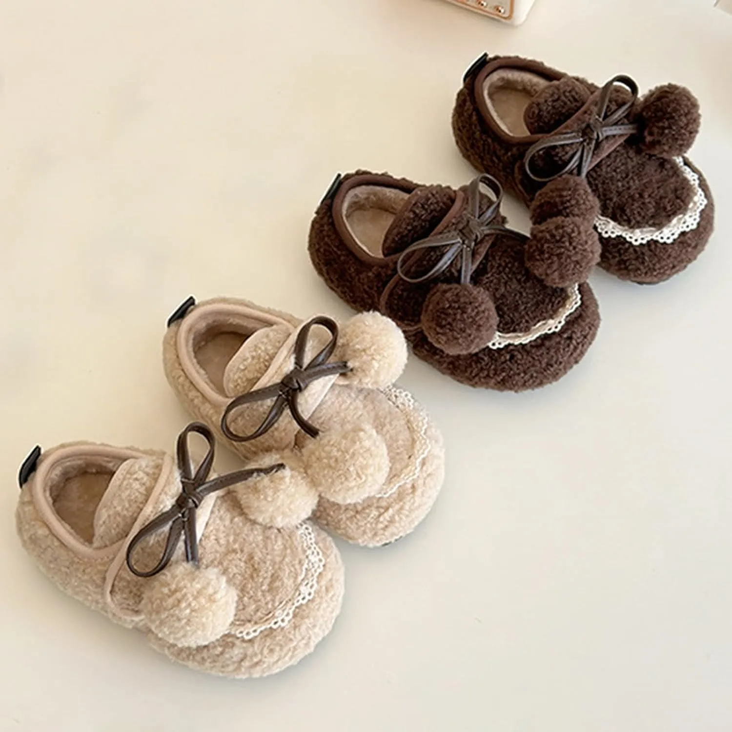 Kids Toddler Winter Warm Slippers Adjustable House Shoes Cozy Lightweight Non-Slip Rubber Sole Plush Lined Tall Boots