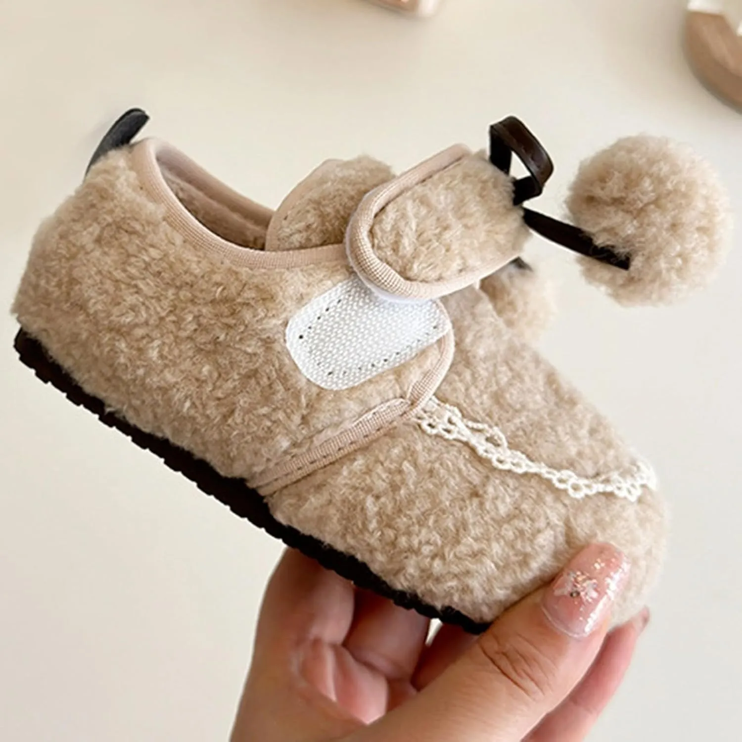 Kids Toddler Winter Warm Slippers Adjustable House Shoes Cozy Lightweight Non-Slip Rubber Sole Plush Lined Tall Boots