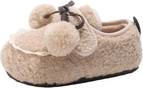 Kids Toddler Winter Warm Slippers Adjustable House Shoes Cozy Lightweight Non-Slip Rubber Sole Plush Lined Tall Boots