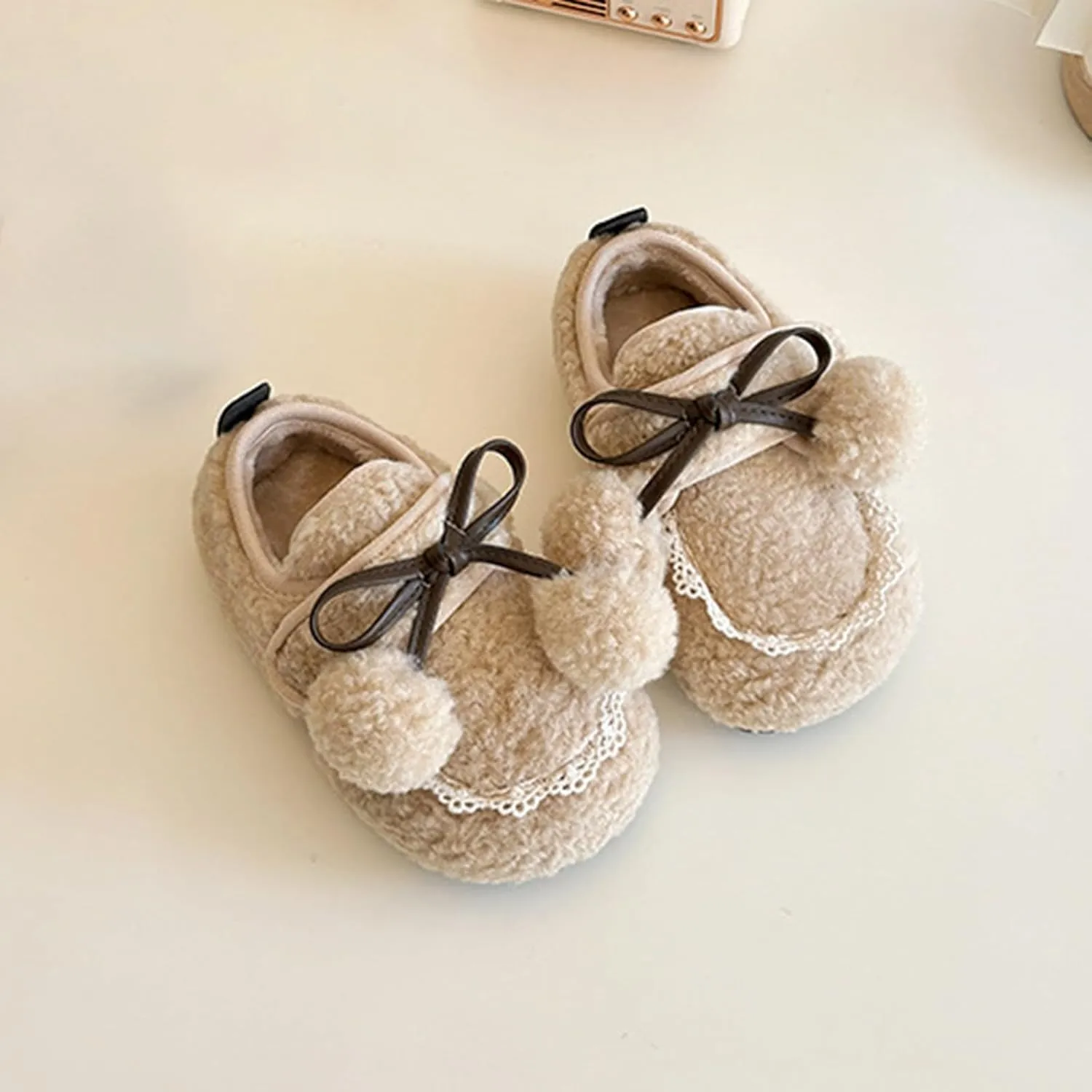 Kids Toddler Winter Warm Slippers Adjustable House Shoes Cozy Lightweight Non-Slip Rubber Sole Plush Lined Tall Boots