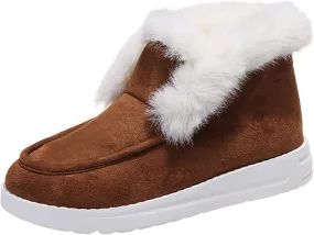 Ladmiple Winter Boots For Women Cute Snow Boots Comfort Slip on Fur Lined Lightweight Cold Weather Warm Ankle Booties