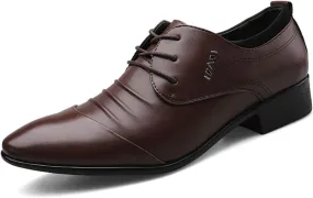 Men's Dress Shoes Classic Pointed-Toe Oxfords Shoes Lace Up Wedding Shoes Business Formal Modern Loafers Shoes