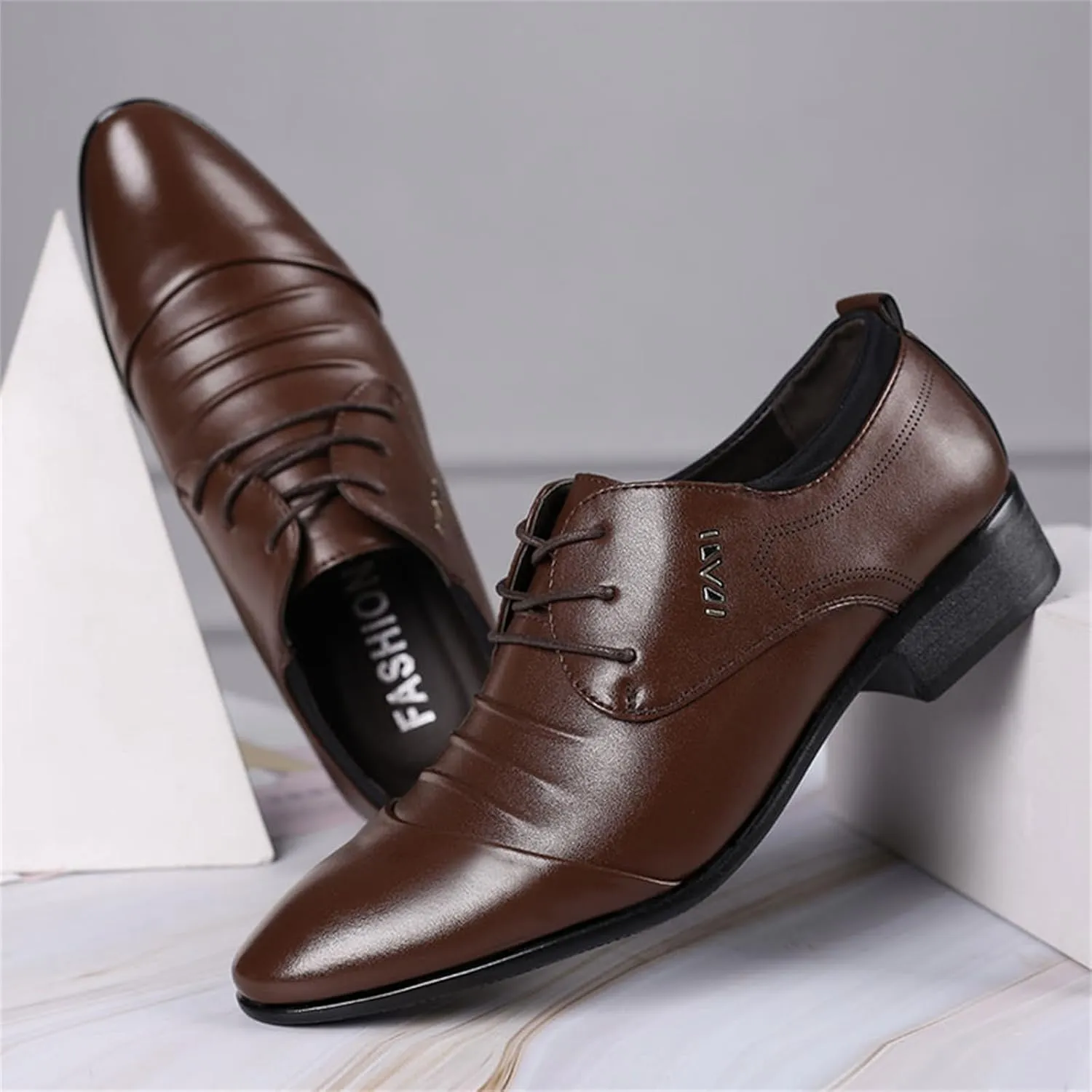 Men's Dress Shoes Classic Pointed-Toe Oxfords Shoes Lace Up Wedding Shoes Business Formal Modern Loafers Shoes