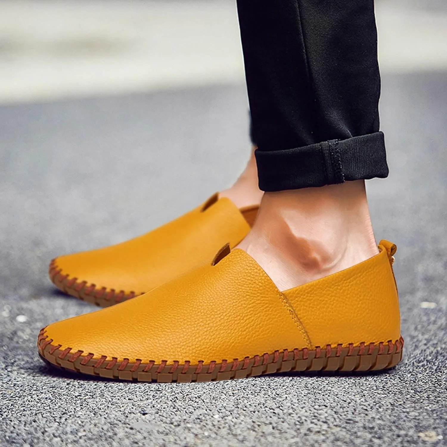 Mens Loafers & Slip-Ons Men's Slip On Loafers Fashion Breathable Flat Loafers Comfortable Slip Soft Sole Walking