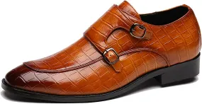 Men's Monk Strap Slip-On Loafers Premium PU Leather Oxford Dress Shoes Comfortable Business Casual Footwear Formal & Office Wear