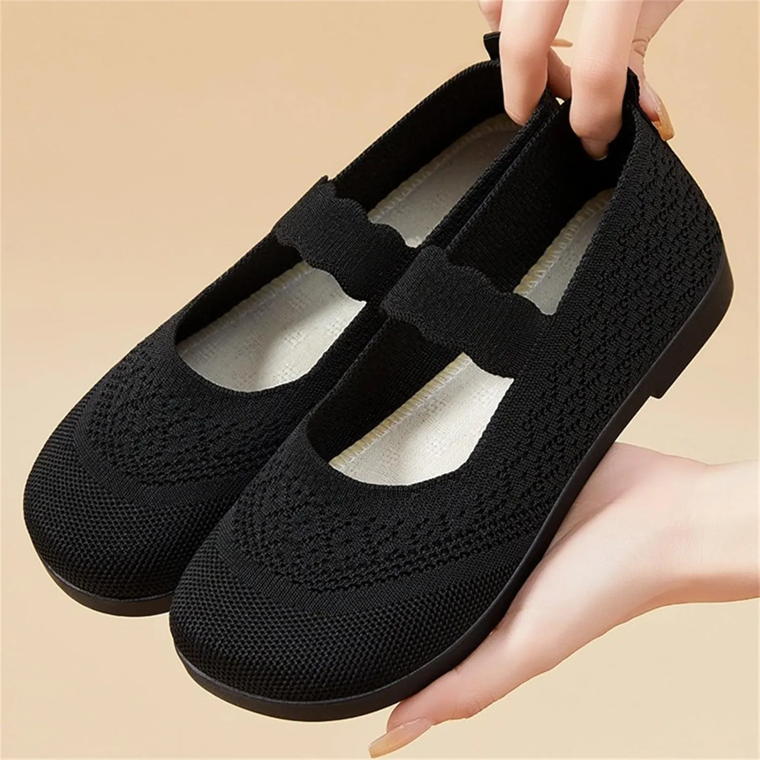 Orthowalk Shoes for Women Orthopedic Arch Support Woven Mesh Breathable Soft Sneakers Slip On Wide Width Low Heel Dress Shoes