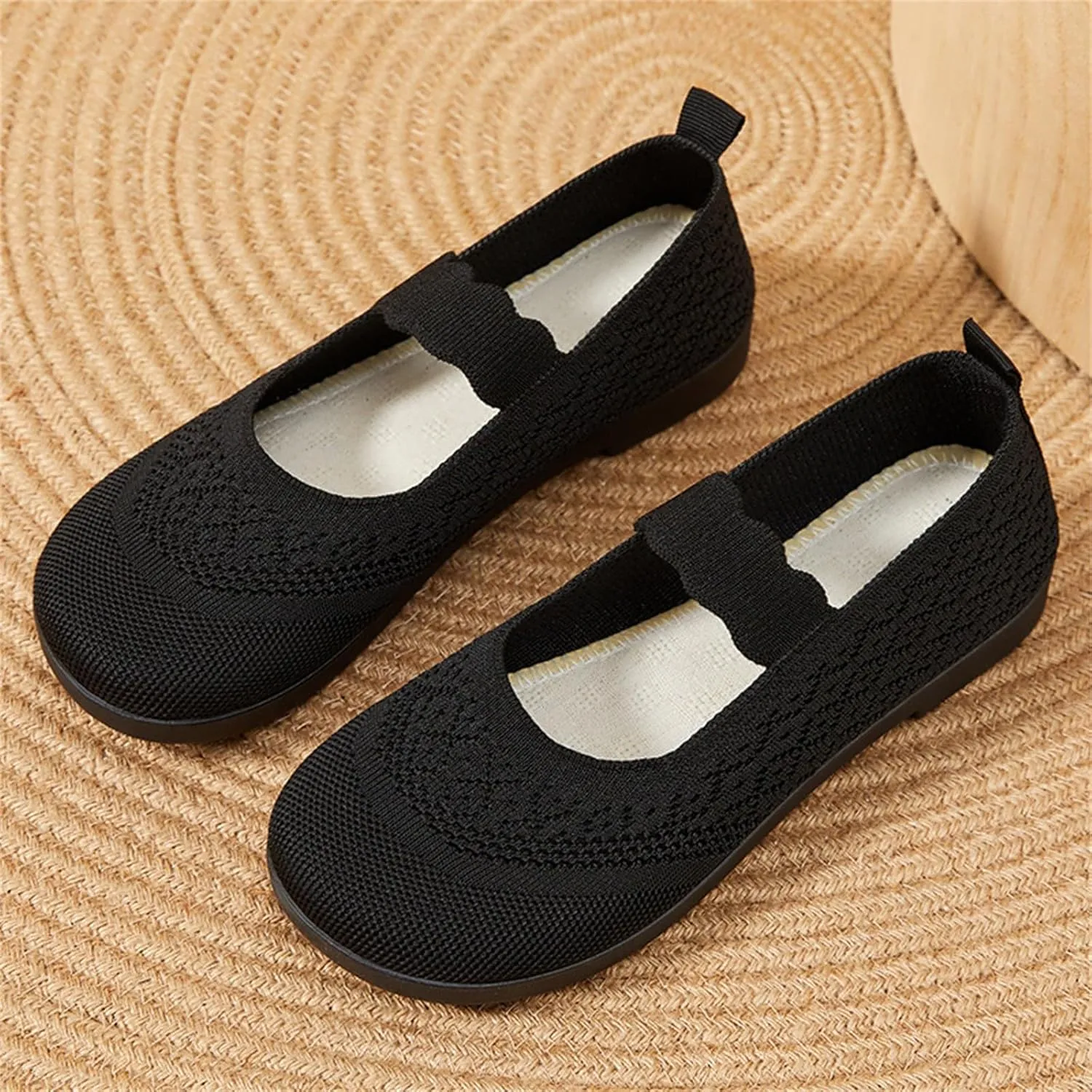 Orthowalk Shoes for Women Orthopedic Arch Support Woven Mesh Breathable Soft Sneakers Slip On Wide Width Low Heel Dress Shoes