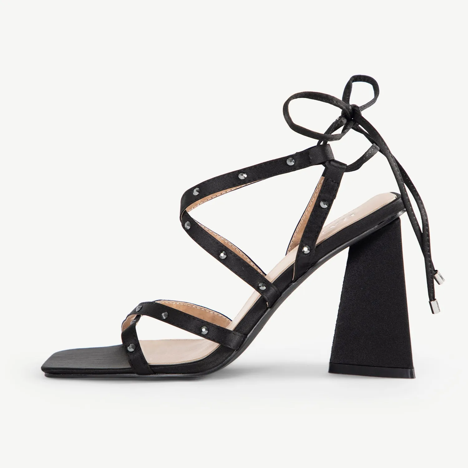 RAID Elnora Embellished Strappy Block Heel In Black