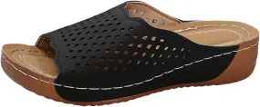 Slippers for Women Summer Beach Platform Sandals Slip on Wide Width Sandals Leather Wedge Slippers Walking Shoes