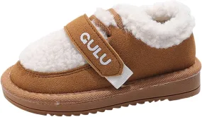 Snow Sneakers for Boys Girls, Suede Platform Warm Fr Lined Fashion Slip-on Comfortable Winter Flat Ankle Shoes