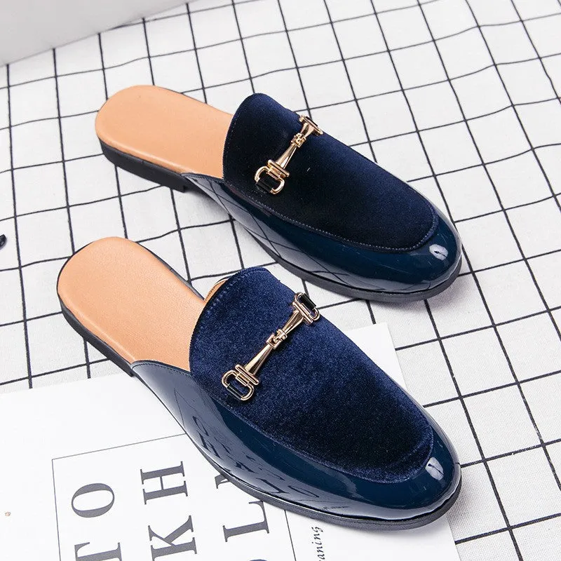 Source new heelless slippers men's leather shoes men's sandals slip on AliExpress