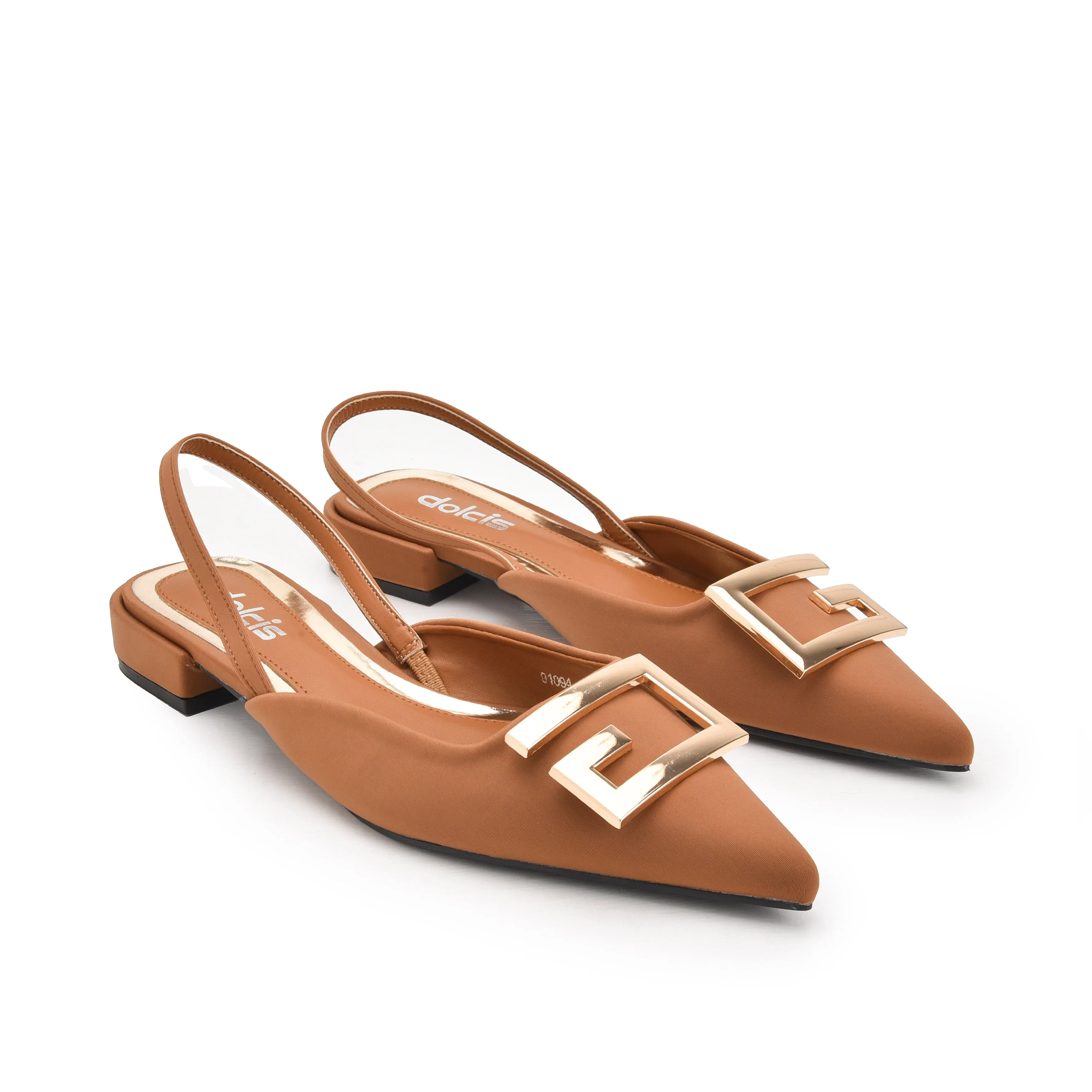 Stylish Brown Buckle Slingback Flats | 420N-BI