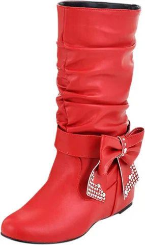 White Cowgirl Boots Retro Solid Color Thigh High Boots Pleated Suede Chunky Heeled Knee High Cowgirl Boots