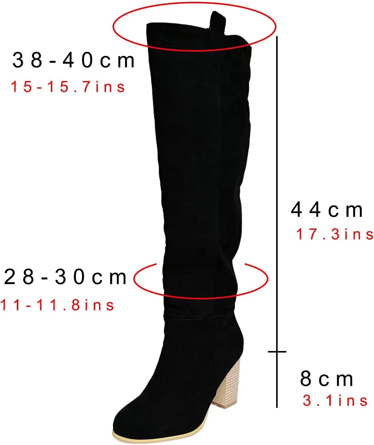 Winter Boots For Women High Chunky Heeled Knee High Boots Pull On Pointed Suede Thigh High Boots Long Bootie