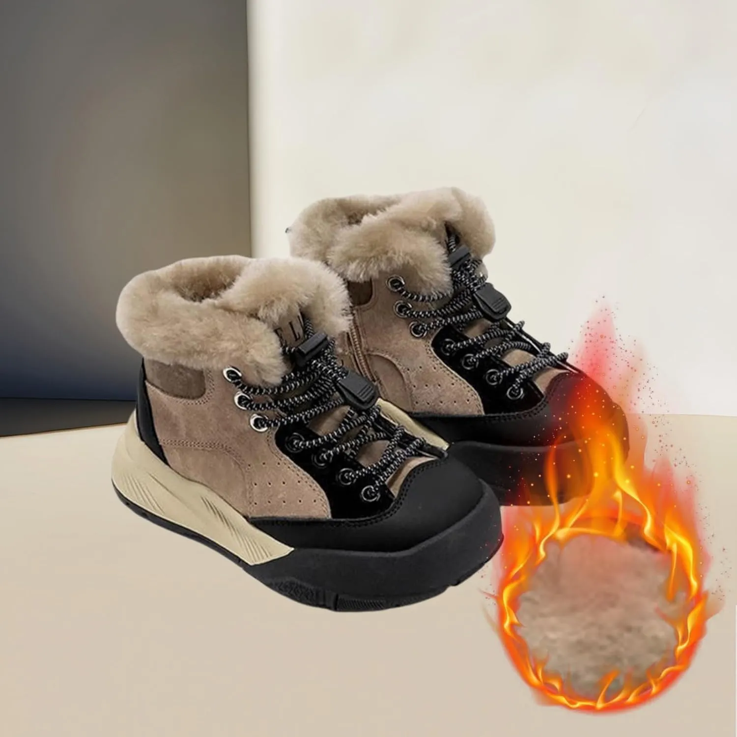 Winter Outdoor Faux Fr Snow Boots for Kids Fleece Plush Warm Furry Ankle Booties Boys Girls Baby Boots 1218 Months
