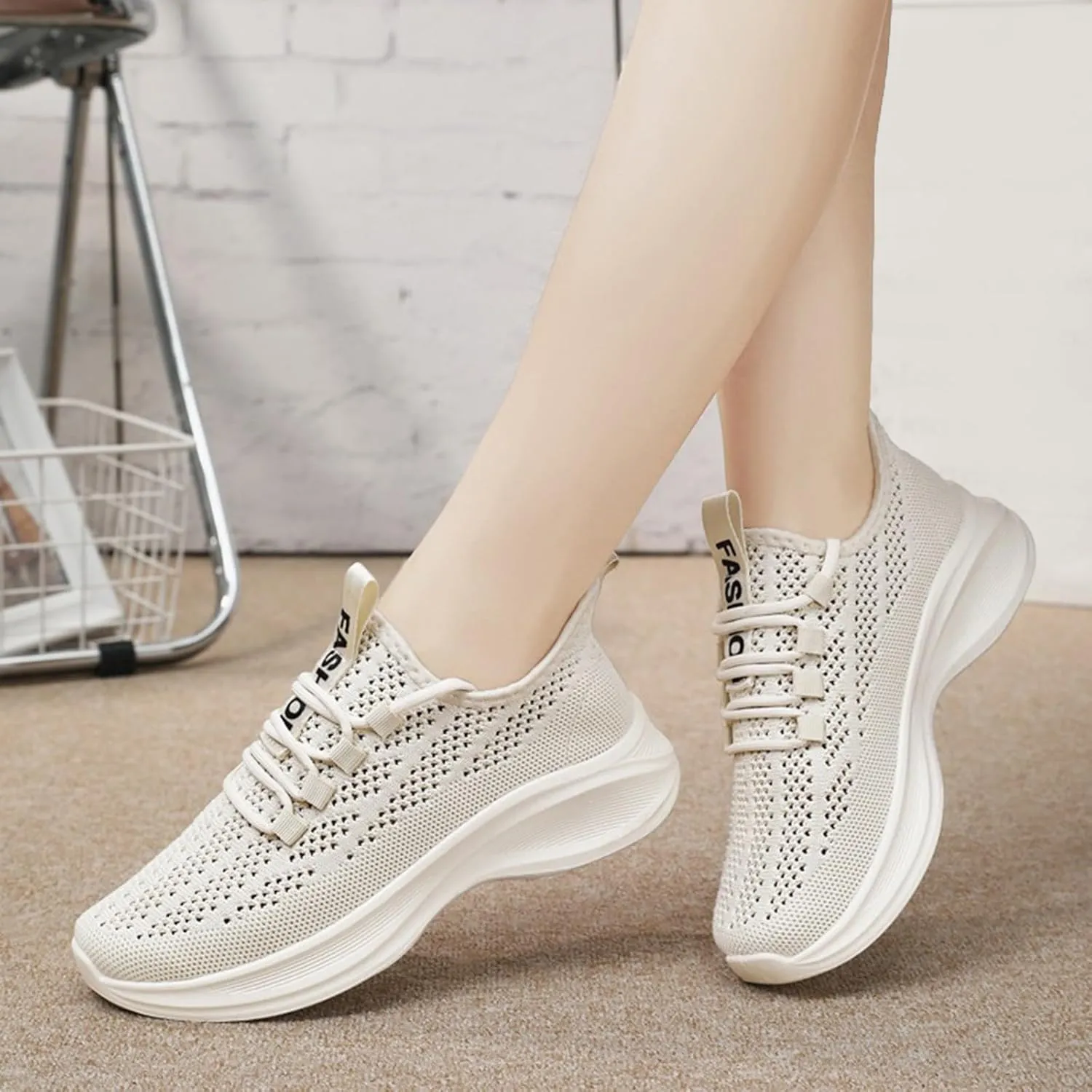 Women Walking Shoes Sock Sneakers Slip-On Breath Walking Shoes Women Jogging Men Casual Dress Shoes High Top Sneakers Steel Toe Tennis Shoe White Loafers