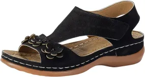Womens Dressy Flat Sandals Elastic Ankle Strap Bohemian Summer Shoes Comfortable Beach Walking Slides Lightweight Casual Outdoor Footwear Orthopedic Shoes for Women