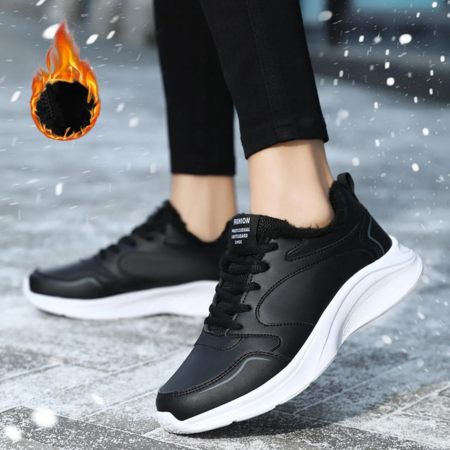 Women's Fleece Lined Warm Shoes Lightweight Lace Up Shoes Water Proof Insulated Winter Shoes Ankle Boots