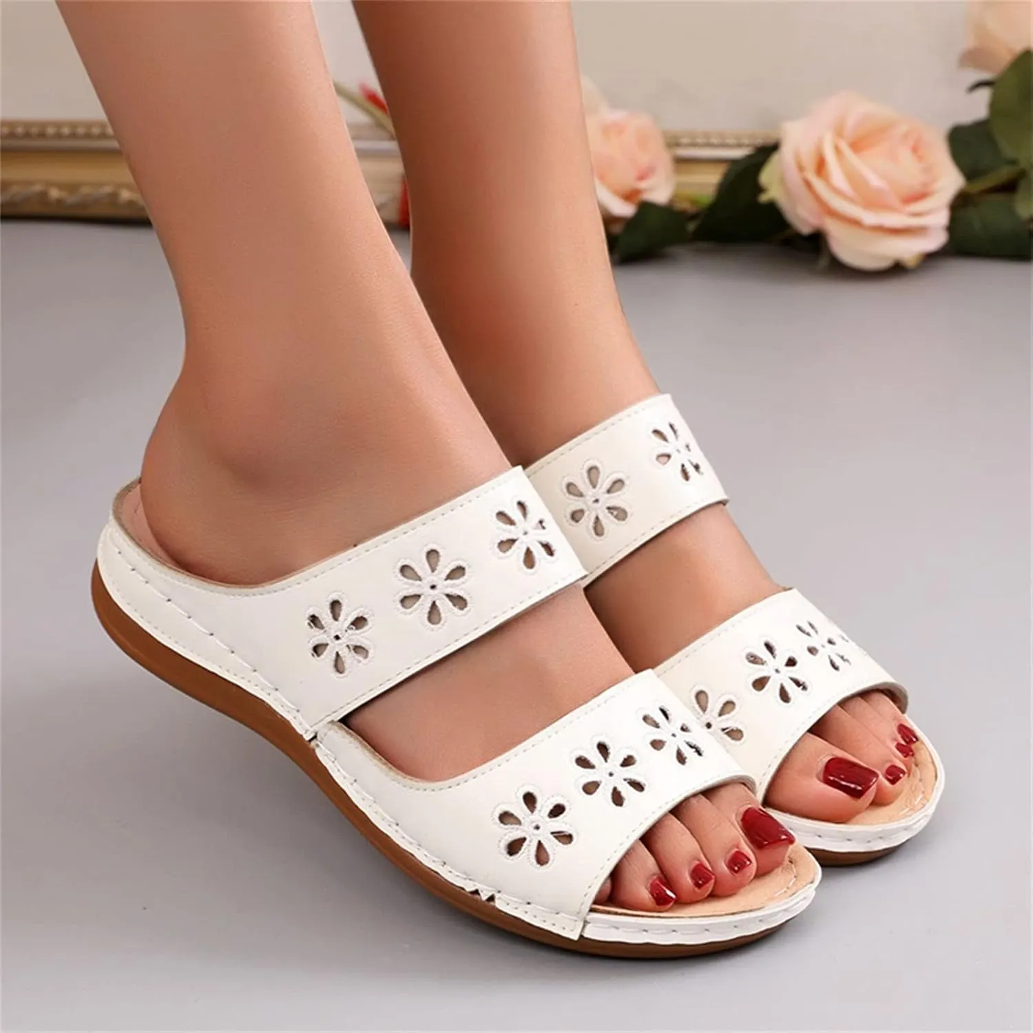 Womens Orthopedic Sandals Dress Orthopedic Womens Slides with Arch Support Plantar Fasciitis Slippers Women Indoor Orthotic Flip Flops for Women with Straps Womens Orthopedic Shoes with Arch Support